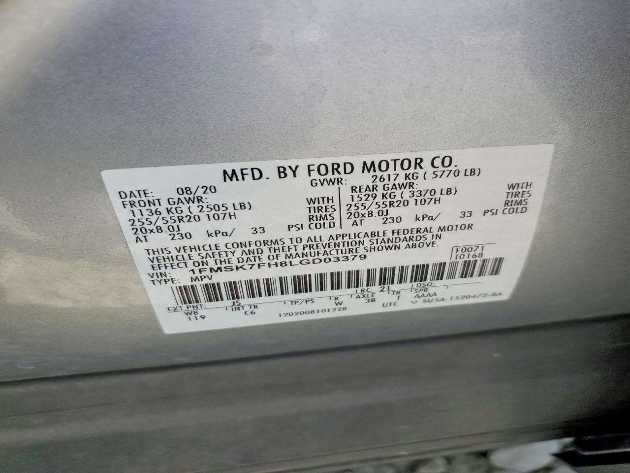 2020 FORD EXPLORER LIMITED photo 25