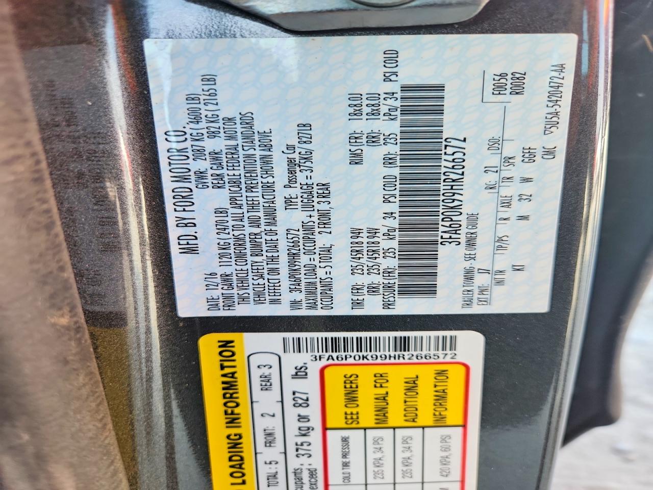 2017 FORD FUSION TITANIUM photo 34