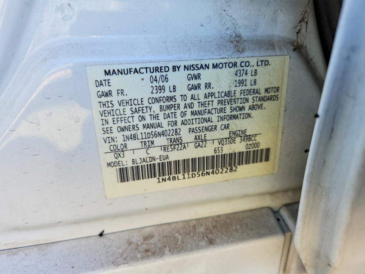 2006 NISSAN ALTIMA 3.5 SE photo 34