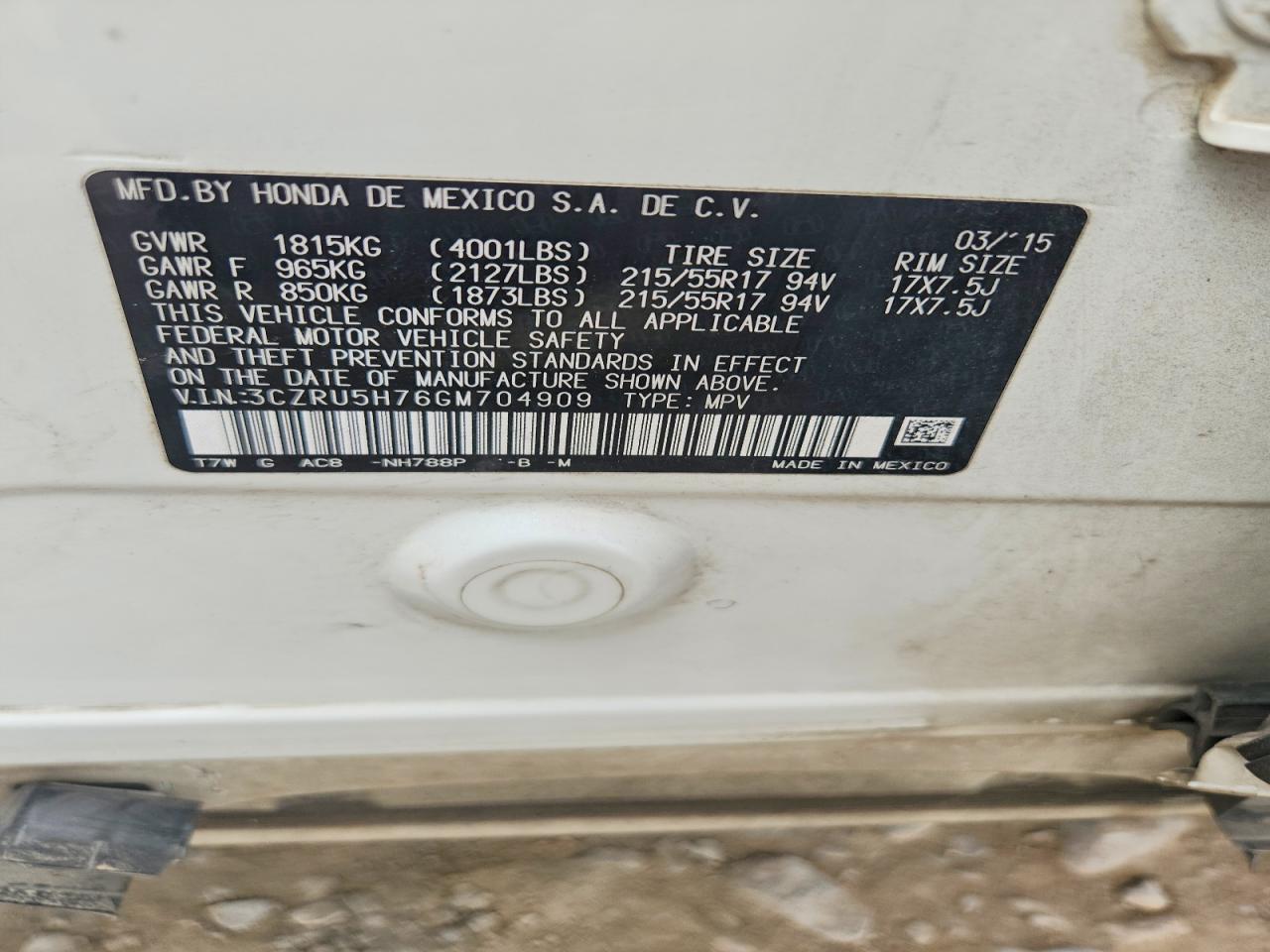 2016 HONDA HR-V EXL photo 37