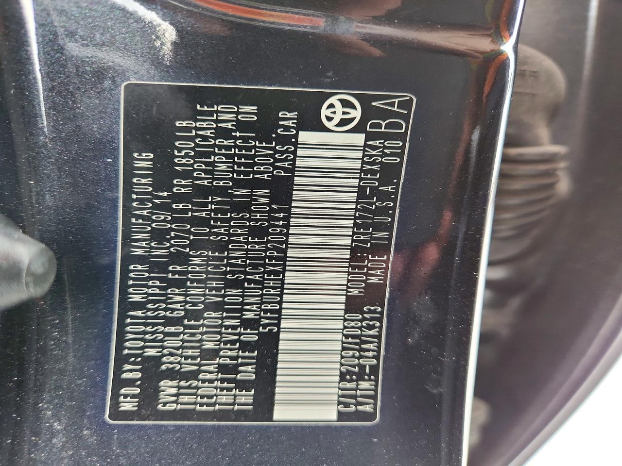 2015 TOYOTA COROLLA S PLUS photo 13