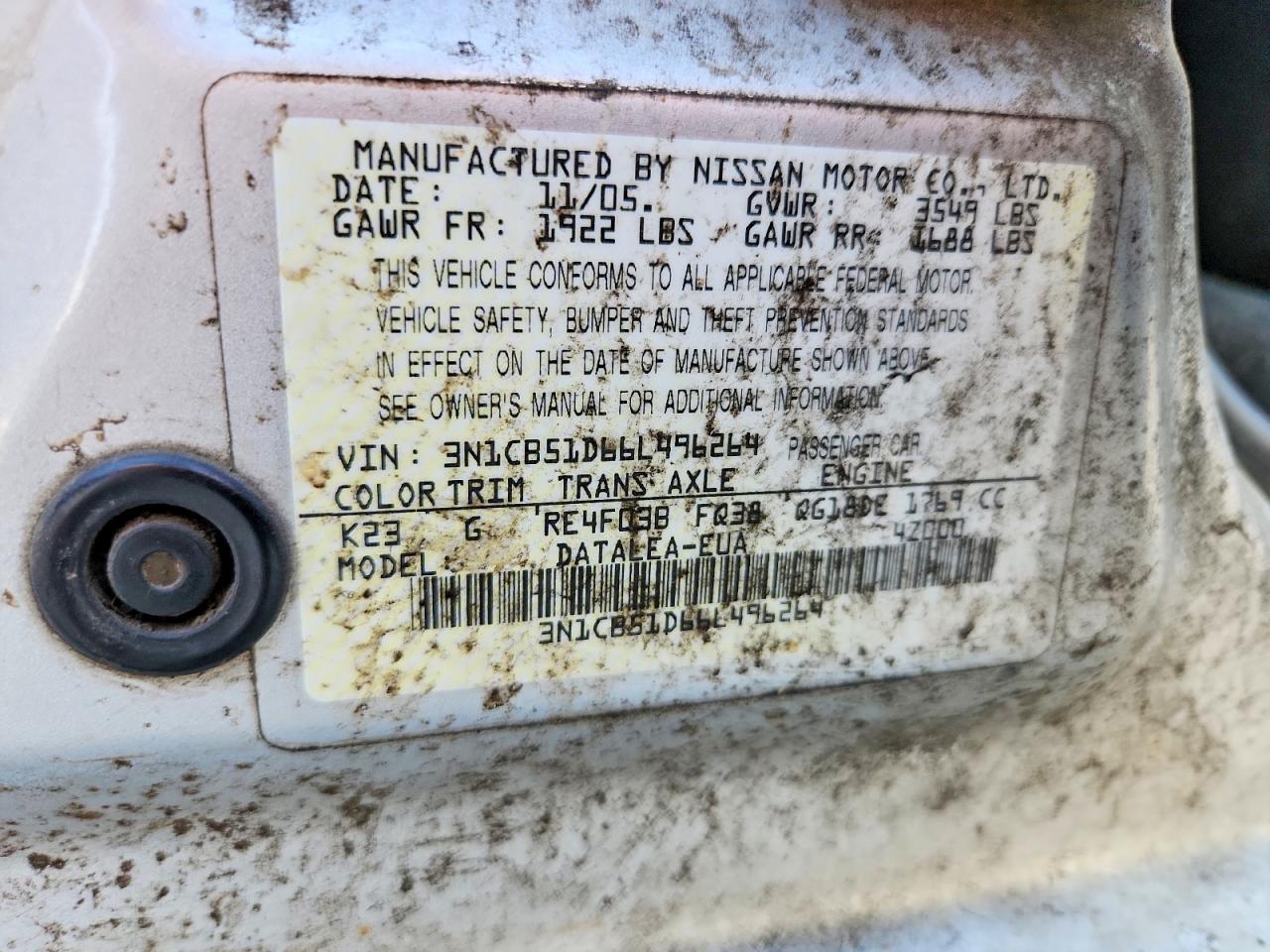 2006 NISSAN SENTRA 1.8 photo 23