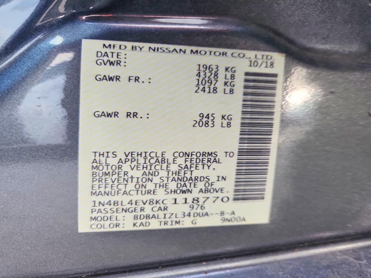 2019 NISSAN ALTIMA SL photo 23