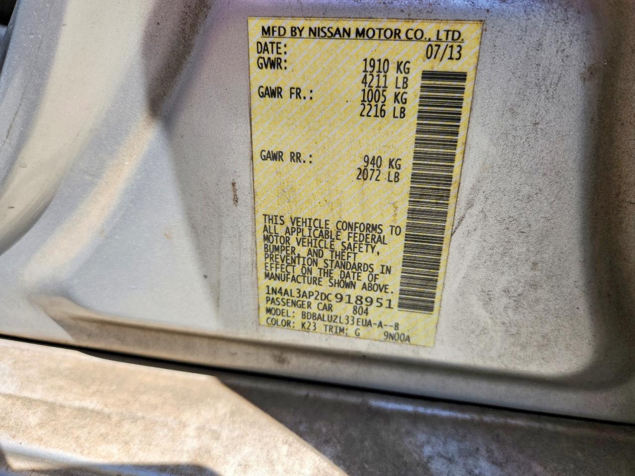 2013 NISSAN ALTIMA 2.5 SV photo 23