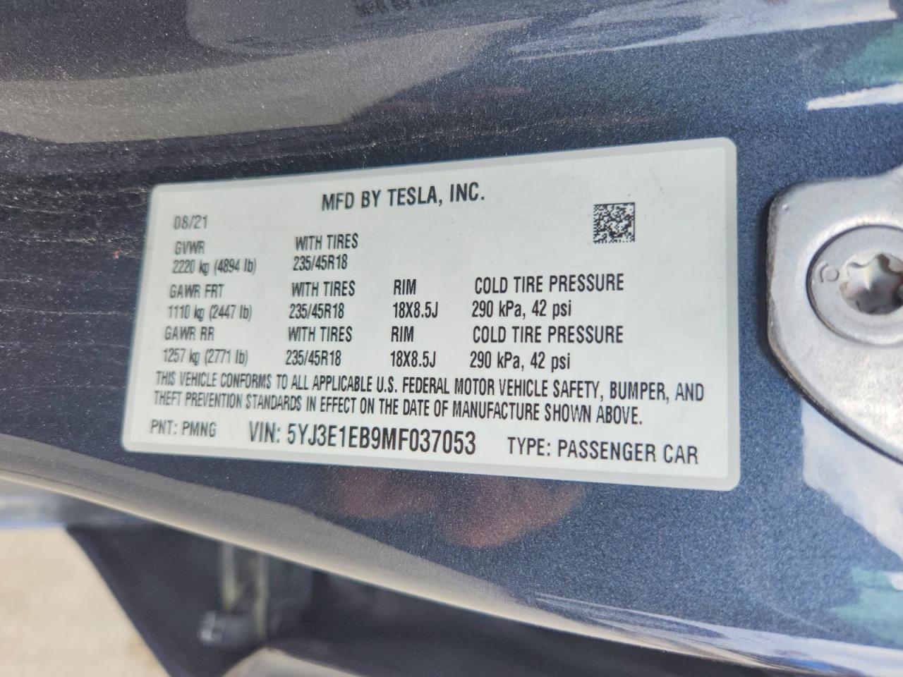 2021 TESLA MODEL 3 photo 23