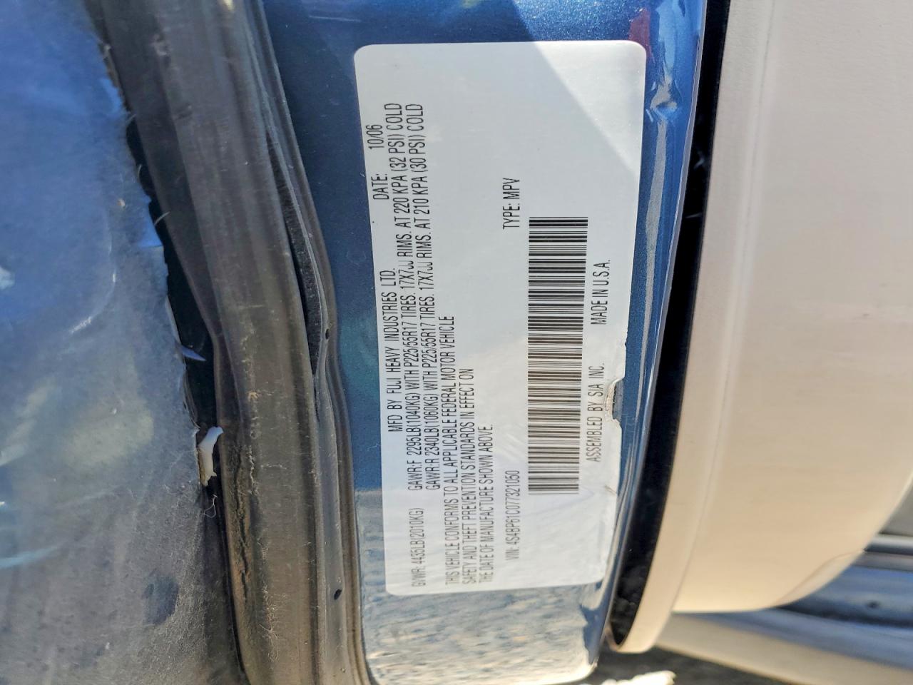 2007 SUBARU OUTBACK OUTBACK 2.5I photo 12