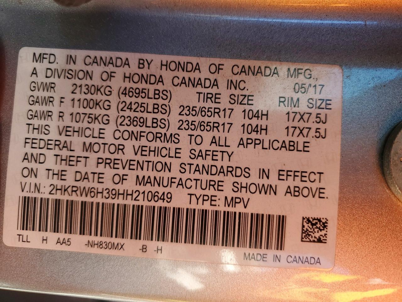2017 HONDA CR-V photo 13