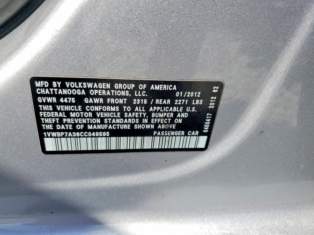 2012 VOLKSWAGEN PASSAT SE photo 25