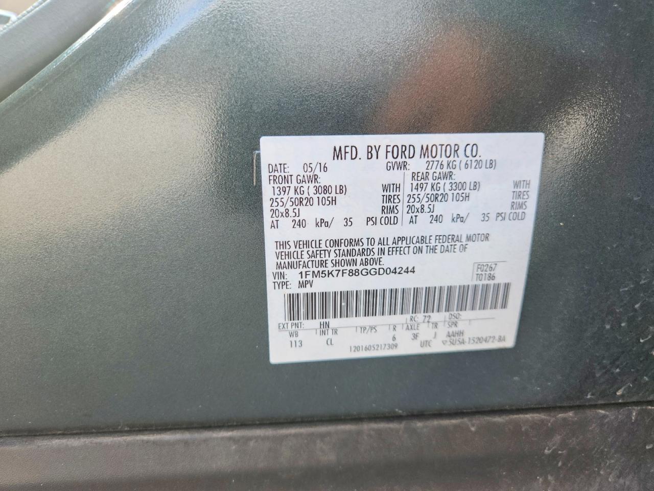 2016 FORD EXPLORER LIMITED photo 13