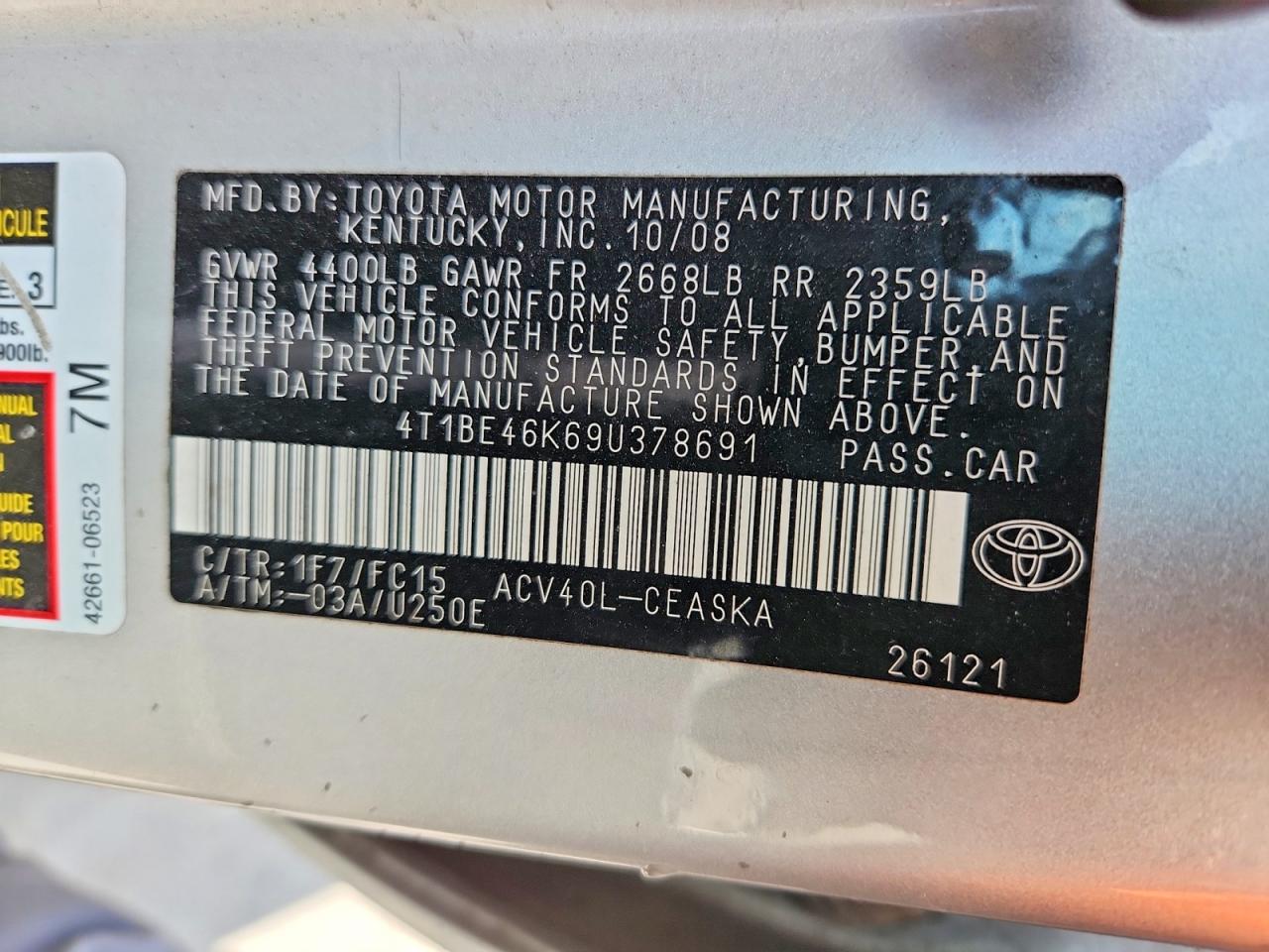 2009 TOYOTA CAMRY SE photo 23