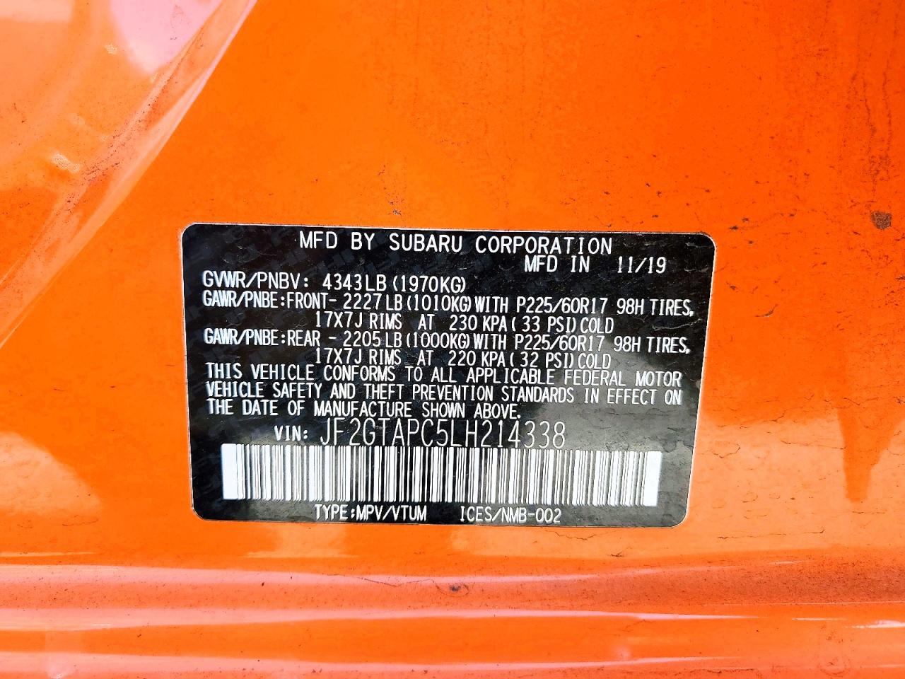 2020 SUBARU CROSSTREK PREMIUM photo 25