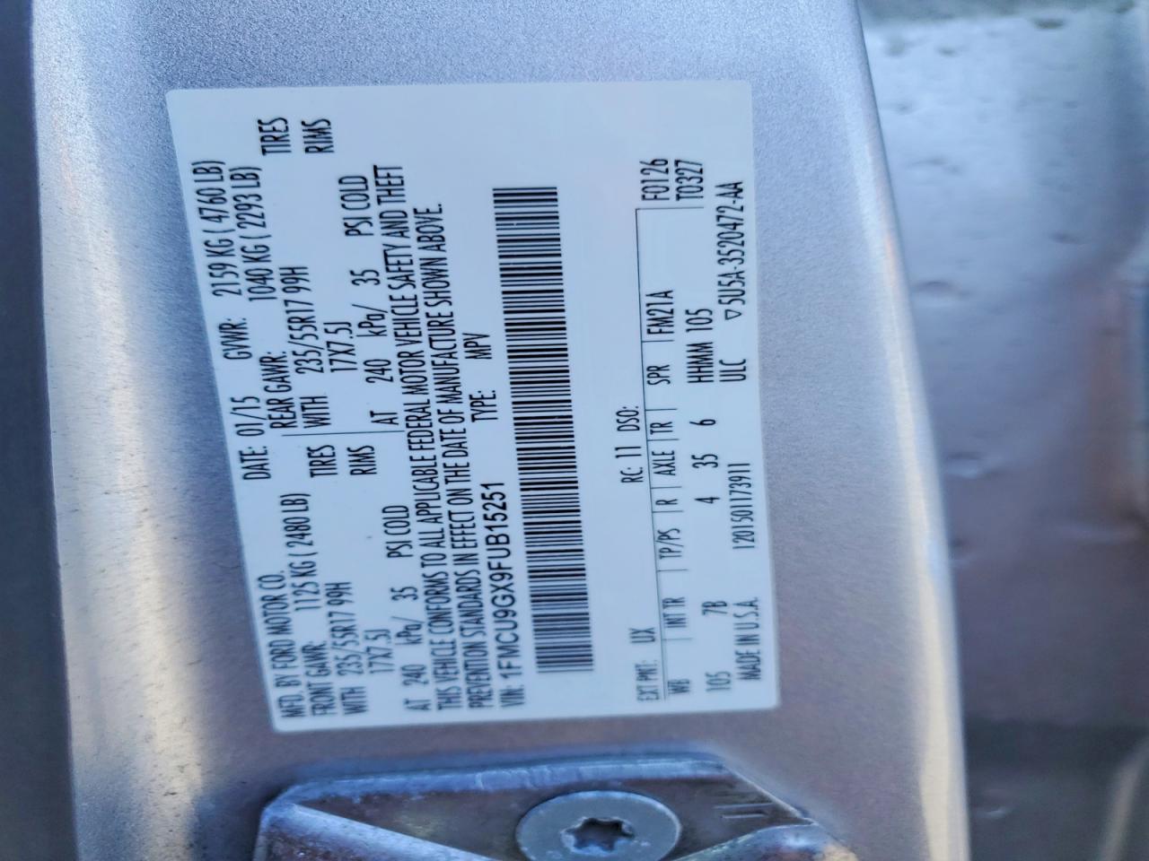 2015 FORD ESCAPE SE photo 23