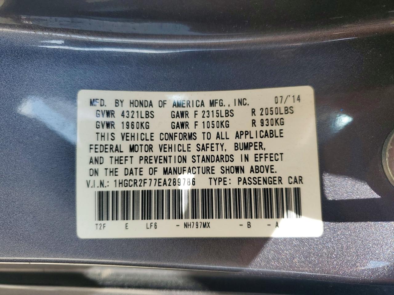 2014 HONDA ACCORD EX photo 23