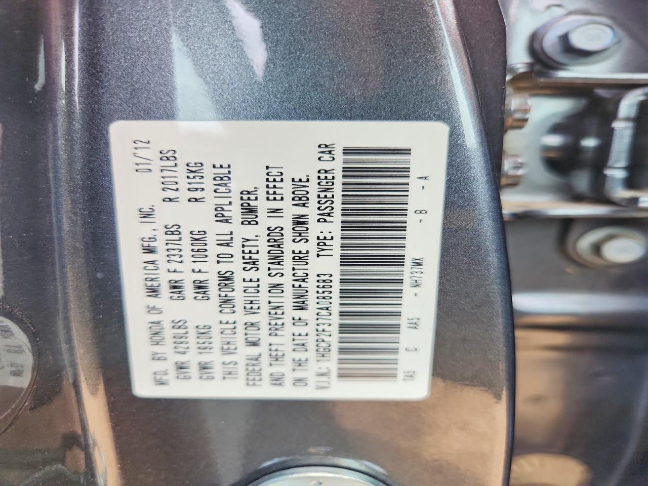 2012 HONDA ACCORD LX photo 23