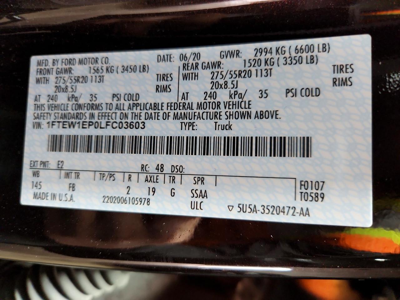 2020 FORD F150 SUPERCREW photo 34
