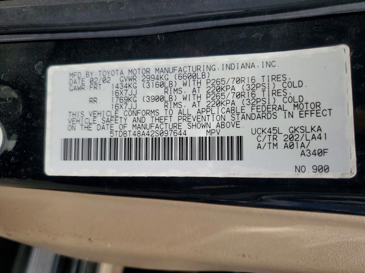 2002 TOYOTA SEQUOIA LIMITED photo 13