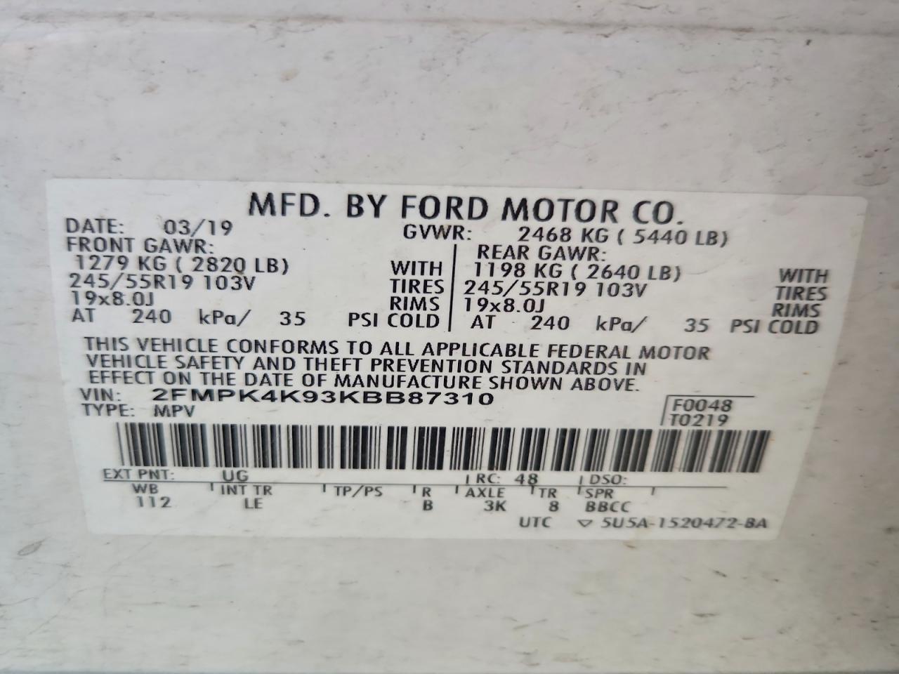 2019 FORD EDGE TITANIUM photo 12