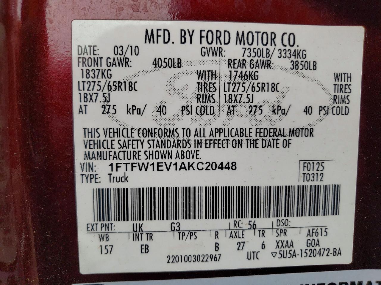 2010 FORD F150 SUPERCREW photo 23