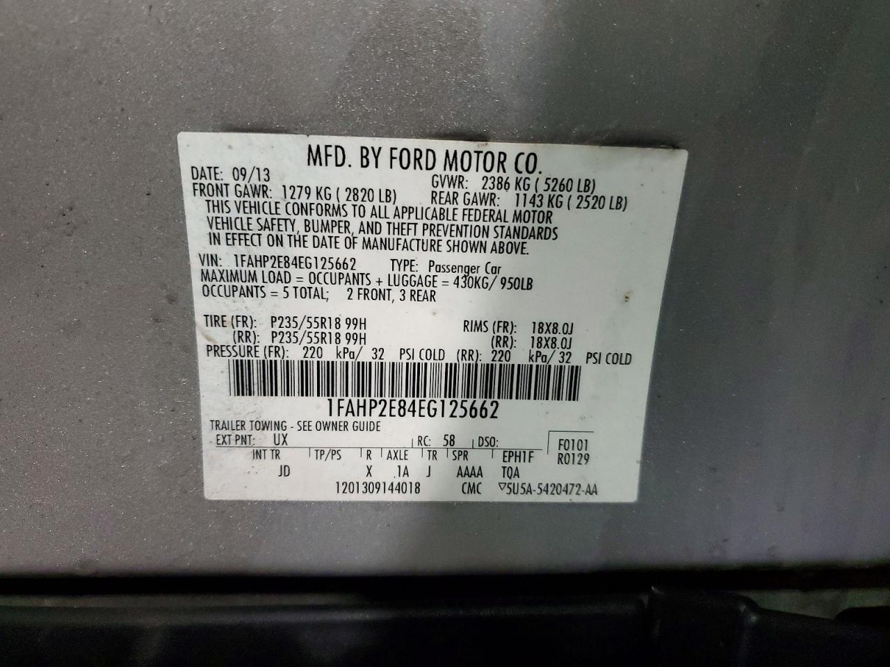 2014 FORD TAURUS SEL photo 23