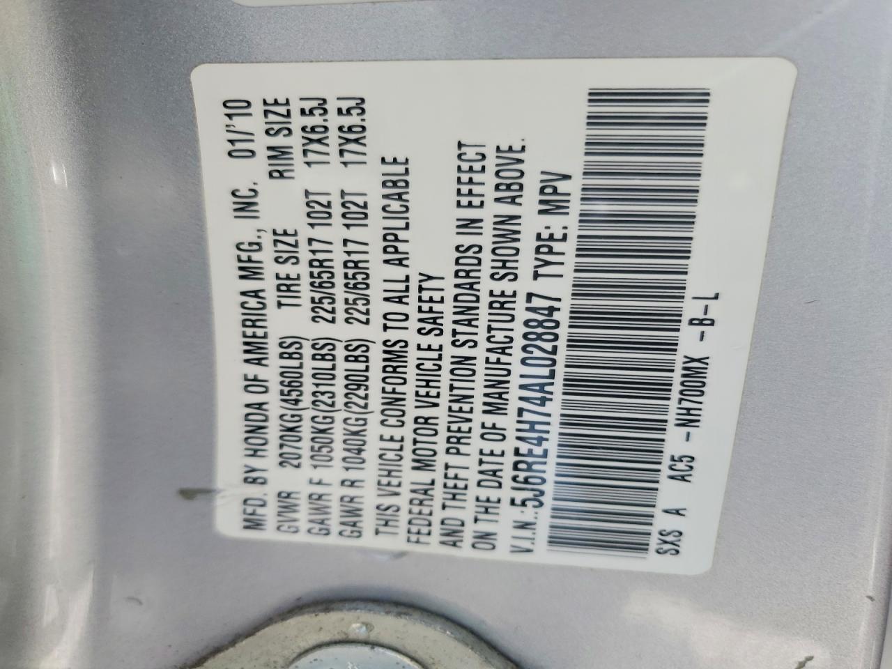 2010 HONDA CR-V EXL photo 27