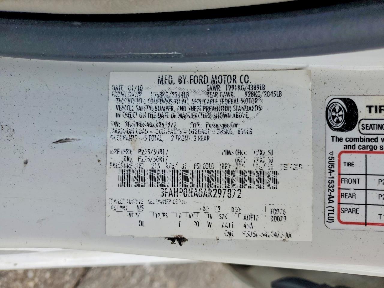2010 FORD FUSION SE photo 34