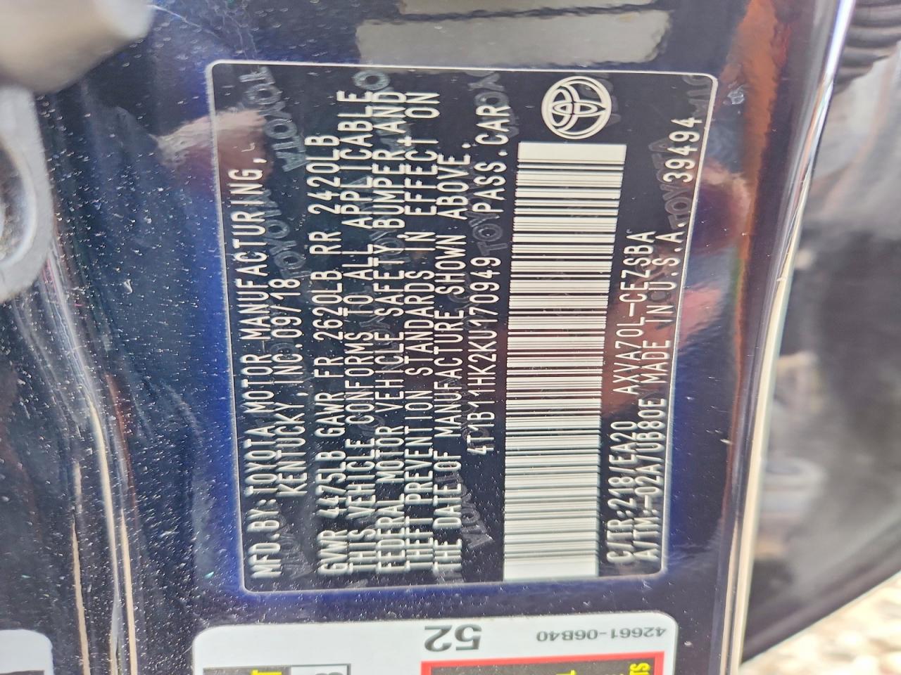 2019 TOYOTA CAMRY SE photo 25