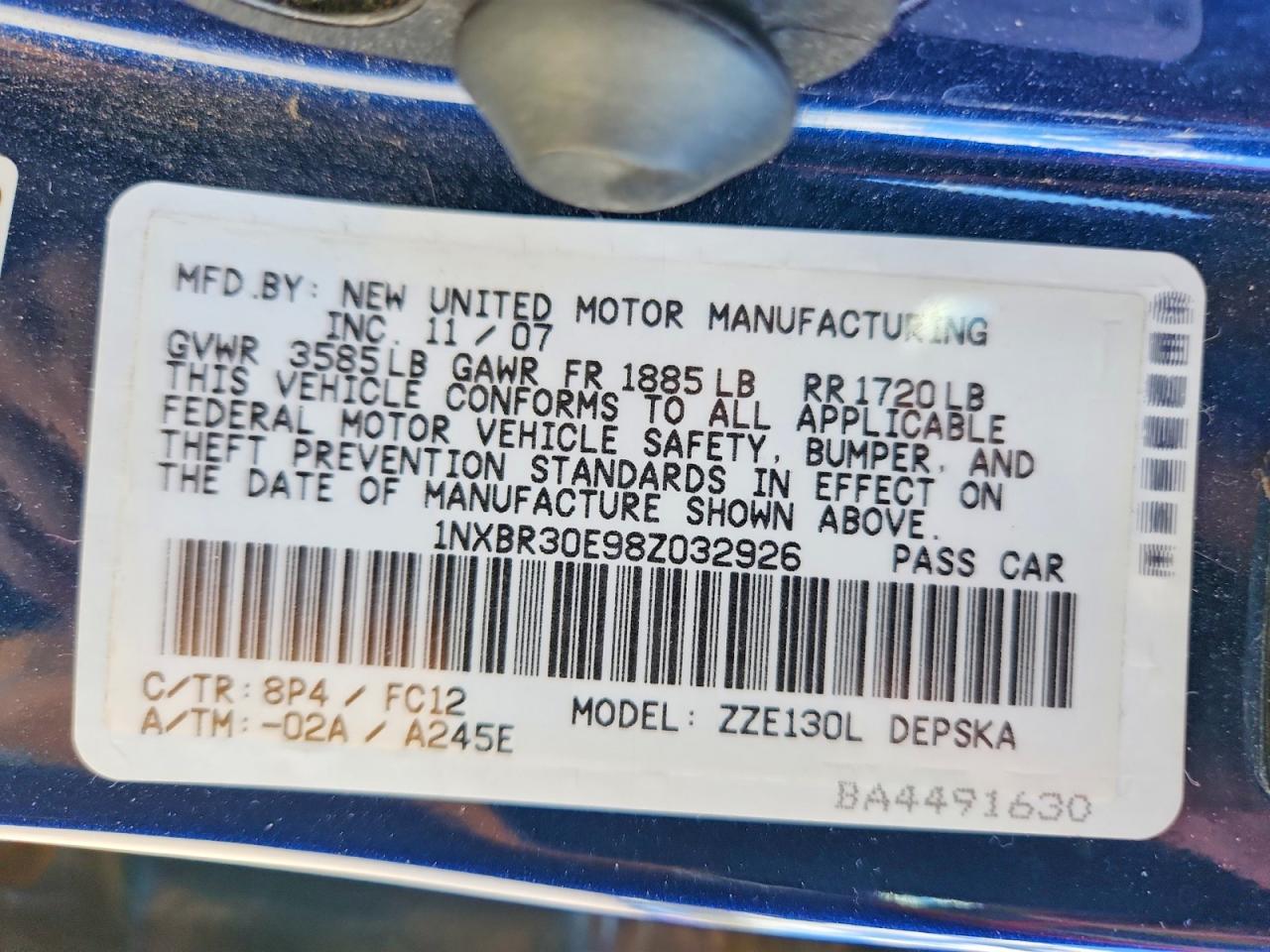 2008 TOYOTA COROLLA S photo 37