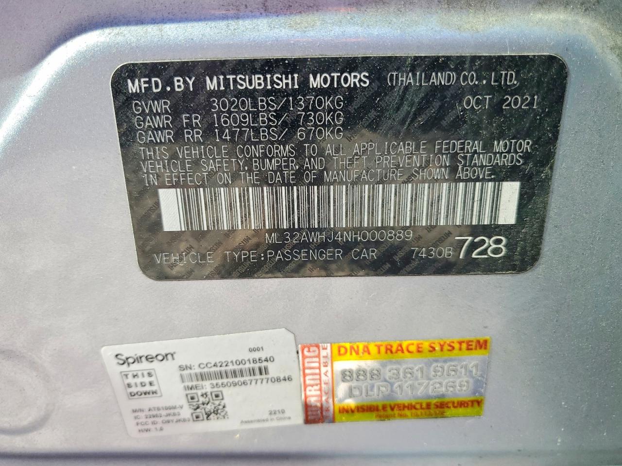 2022 MITSUBISHI MIRAGE SE photo 37