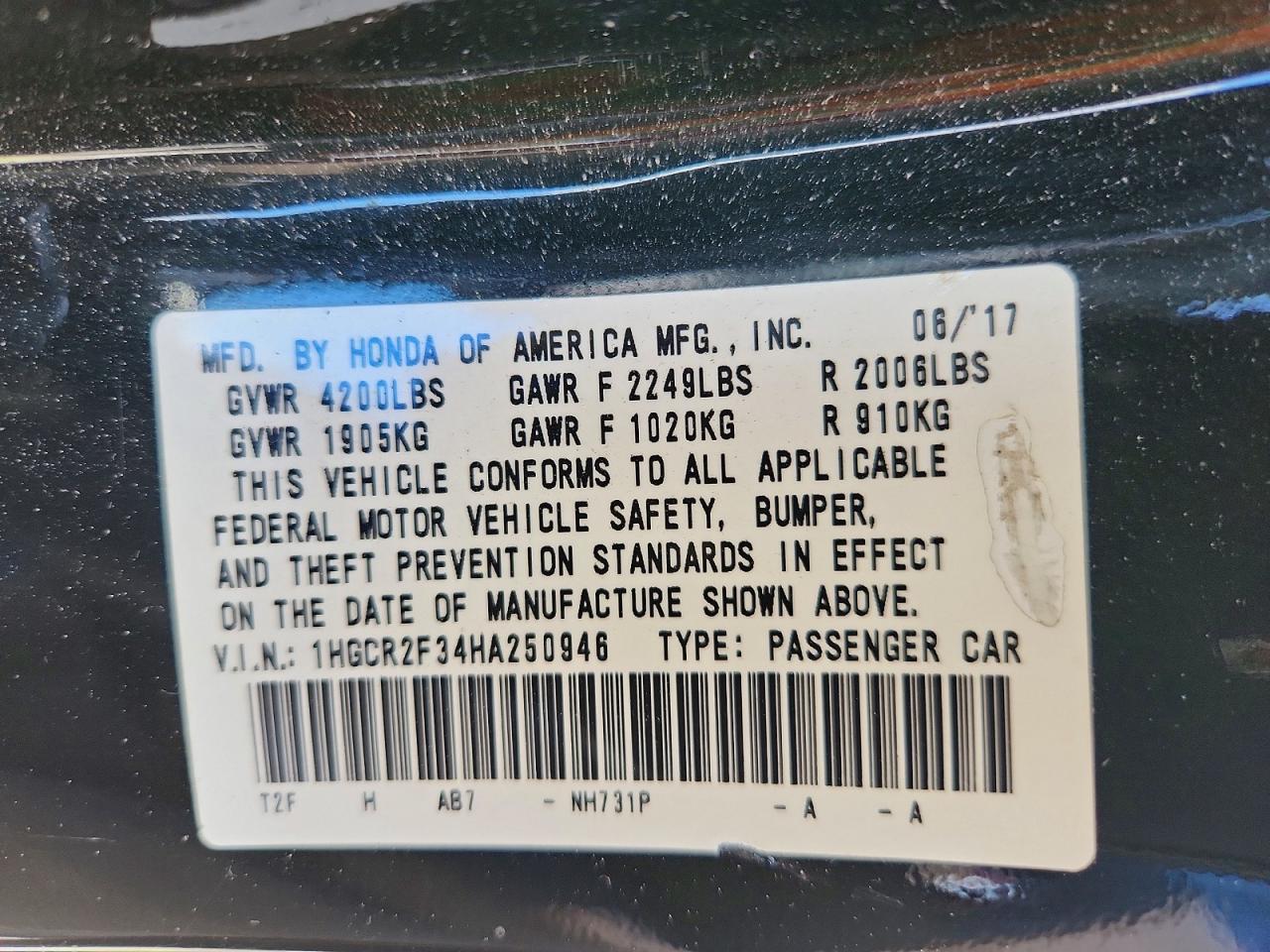 2017 HONDA ACCORD LX photo 12