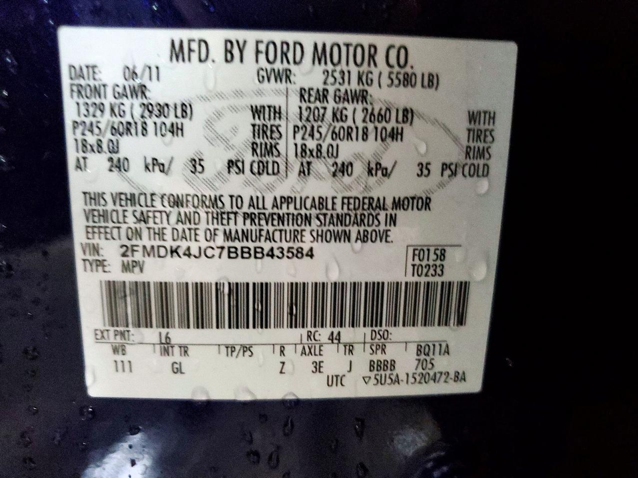 2011 FORD EDGE SEL photo 27
