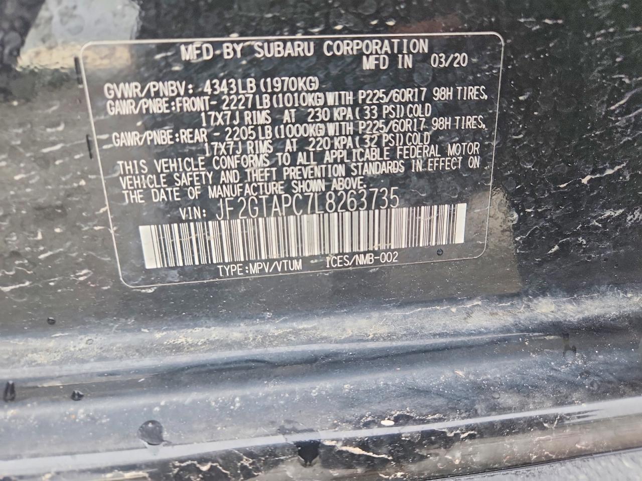 2020 SUBARU CROSSTREK PREMIUM photo 34