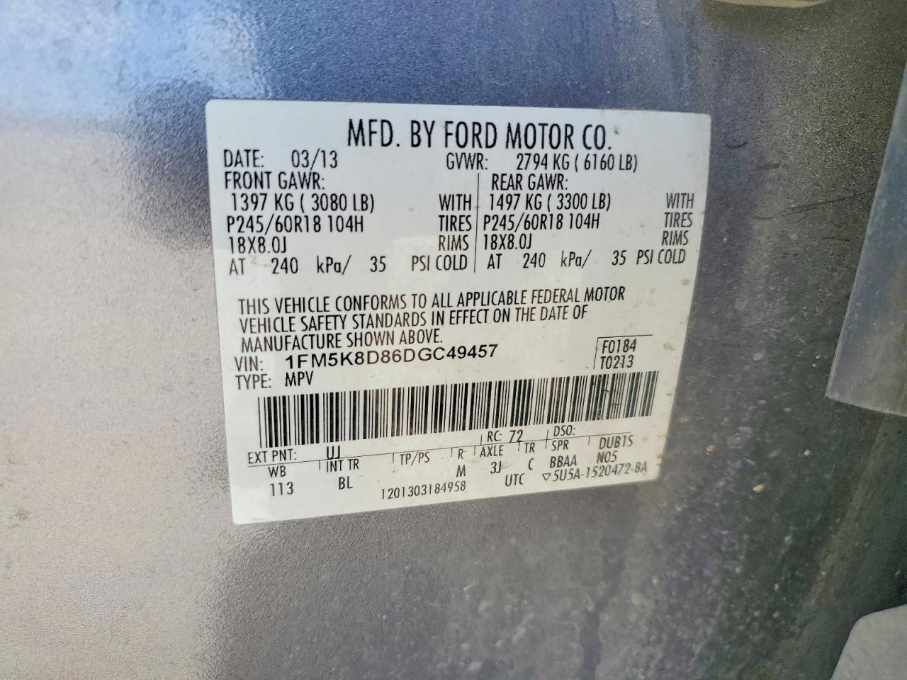 2013 FORD EXPLORER XLT photo 25