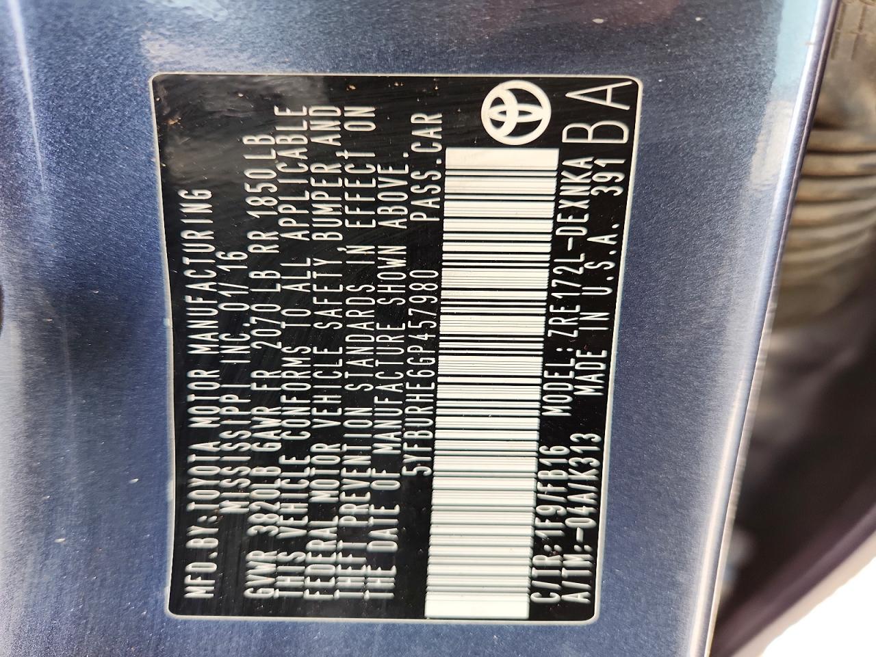 2016 TOYOTA COROLLA LE photo 23