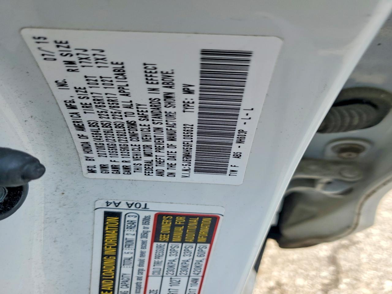 2015 HONDA CR-V EX photo 25