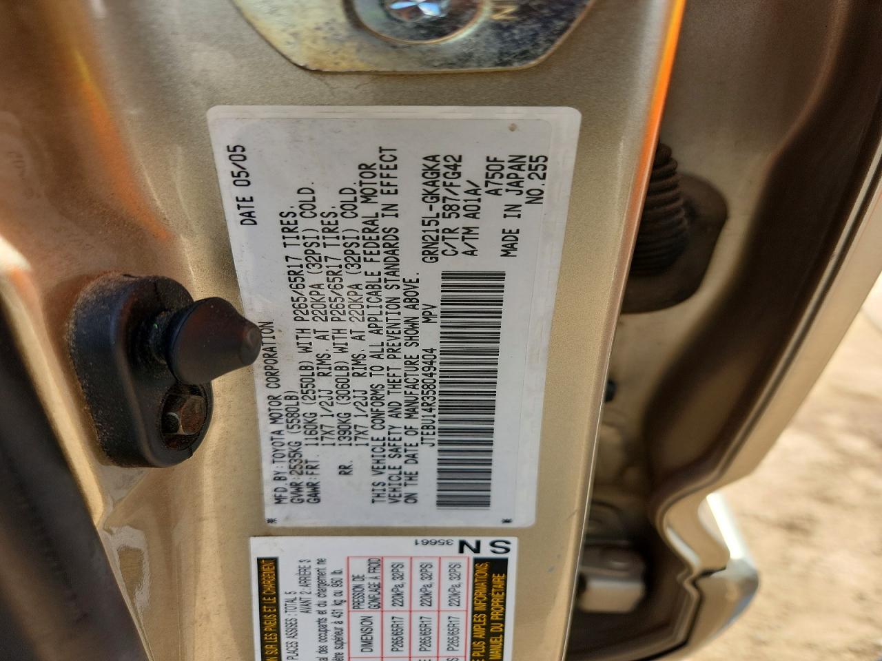 2005 TOYOTA 4RUNNER SR5 photo 25