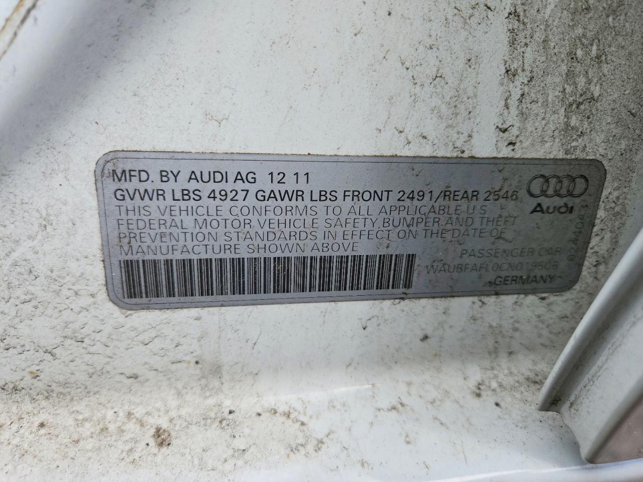 2012 AUDI A4 PREMIUM photo 12