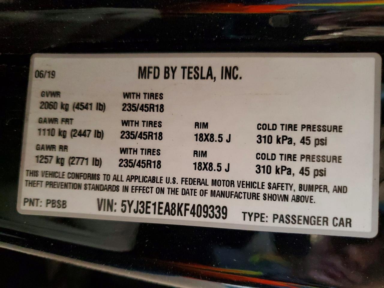 2019 TESLA MODEL 3 photo 12