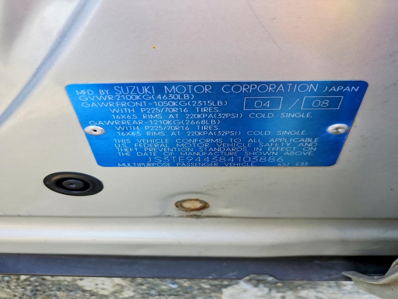 2008 SUZUKI GRAND VITARA XSPORT photo 25