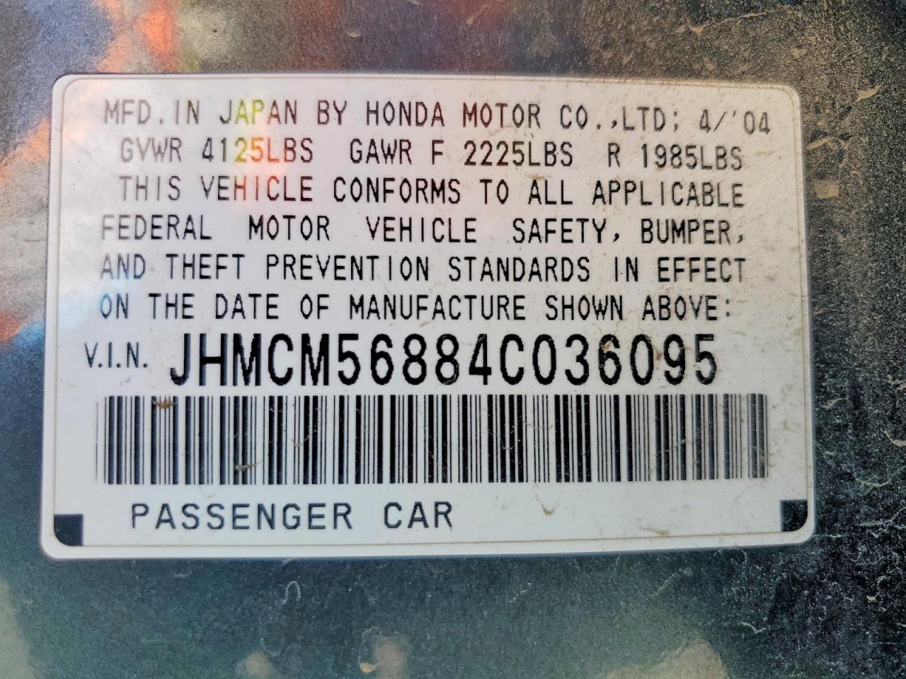 2004 HONDA ACCORD EX photo 13