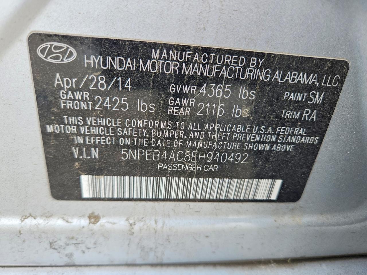 2014 HYUNDAI SONATA GLS photo 23