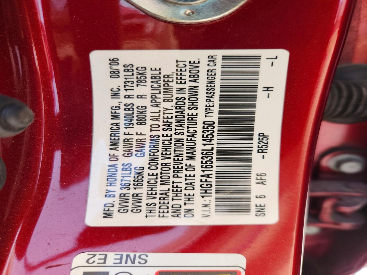 2006 HONDA CIVIC LX photo 37