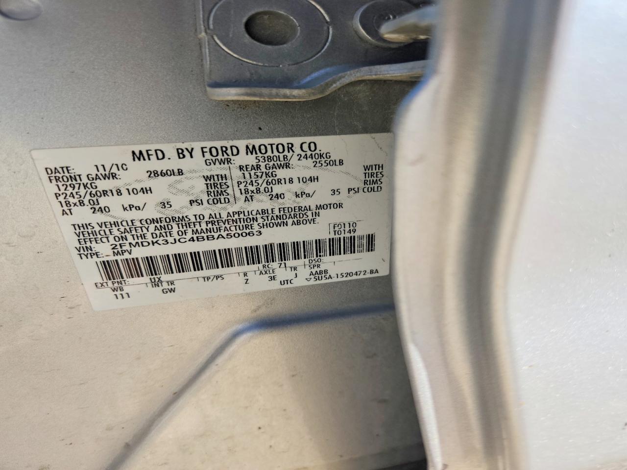 2011 FORD EDGE SEL photo 25