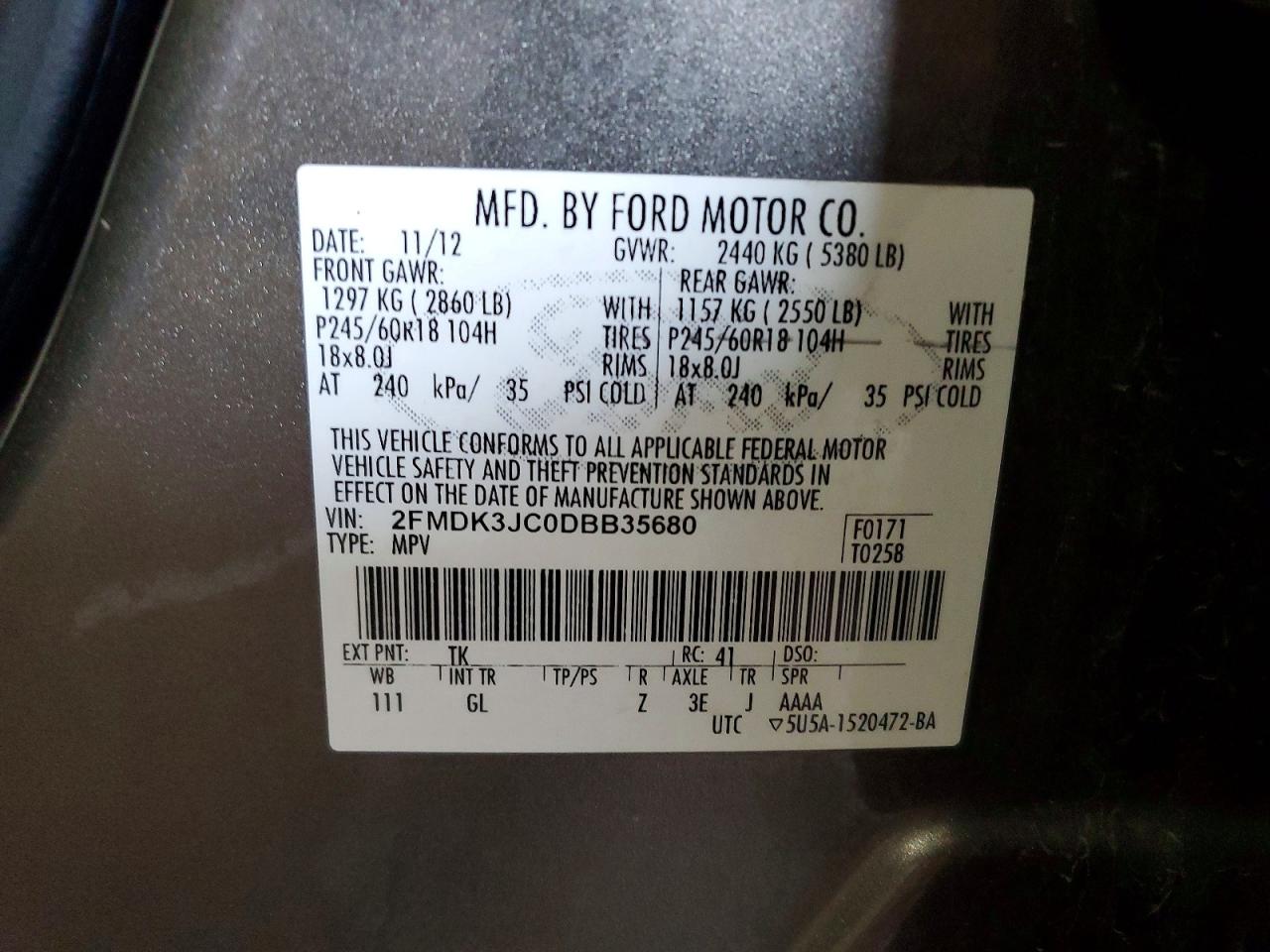 2013 FORD EDGE SEL photo 25