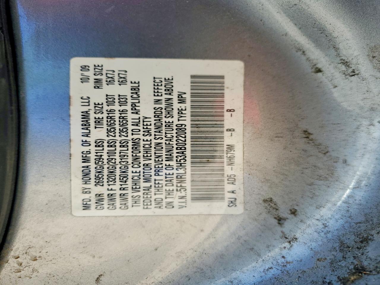 2010 HONDA ODYSSEY EX photo 23