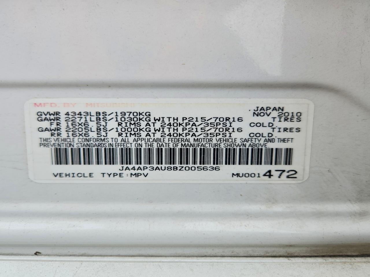 2011 MITSUBISHI OUTLANDER SPORT ES photo 37