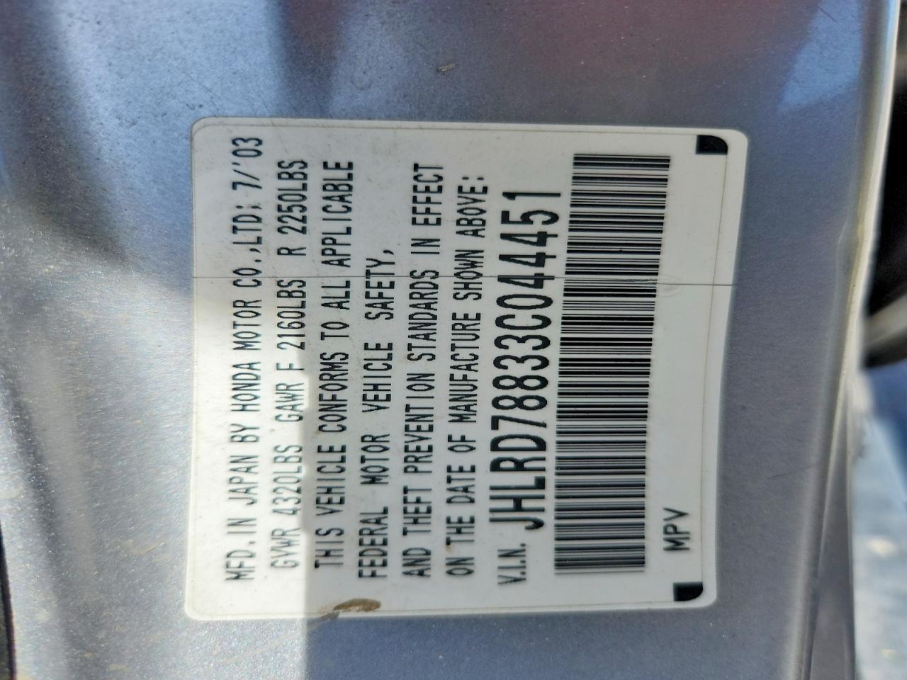 2003 HONDA CR-V EX photo 37
