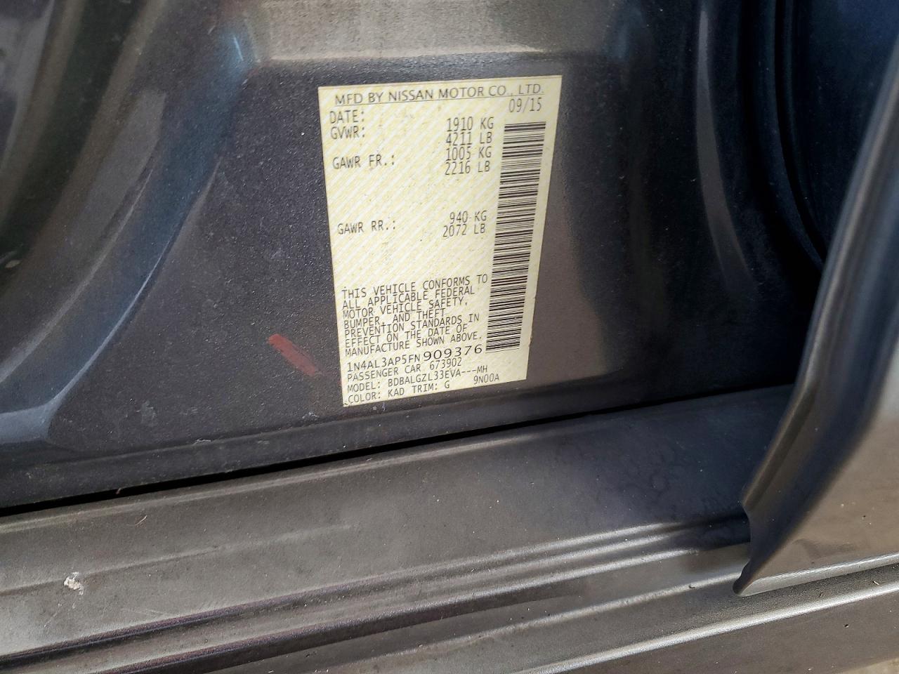 2015 NISSAN ALTIMA 2.5 S photo 34