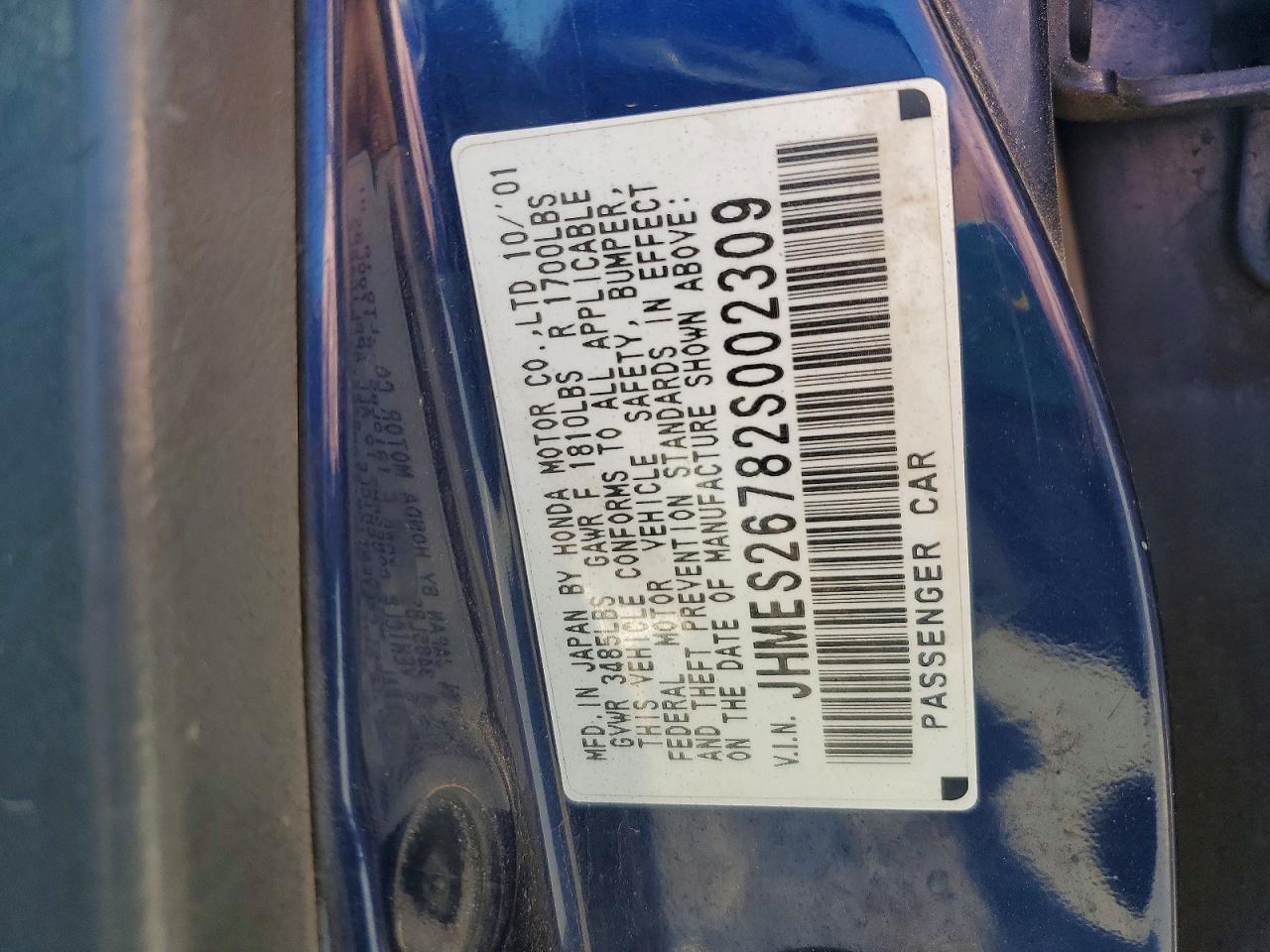 2002 HONDA CIVIC EX photo 23