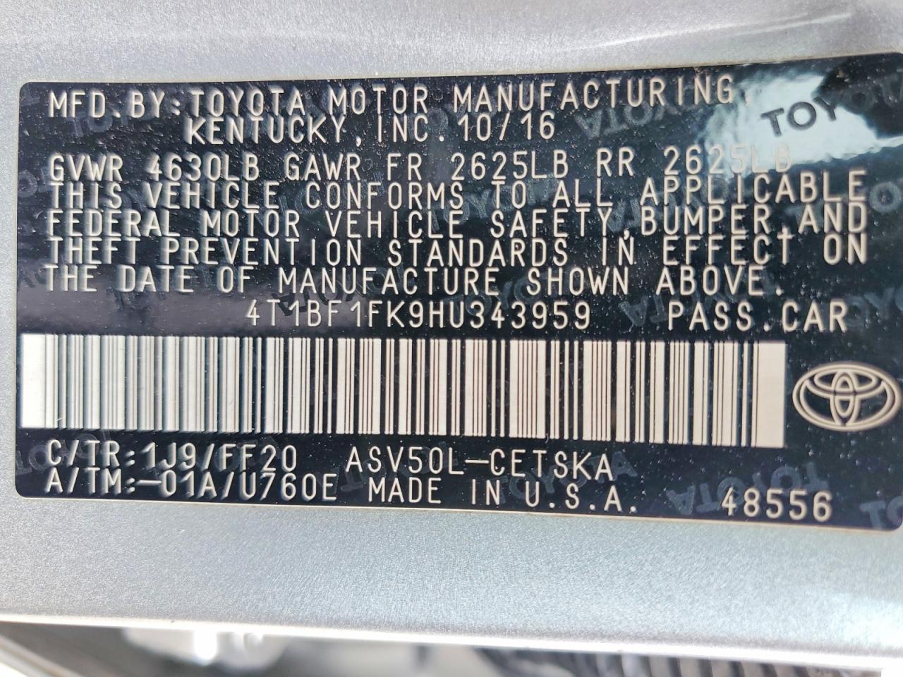 2017 TOYOTA CAMRY SE photo 13