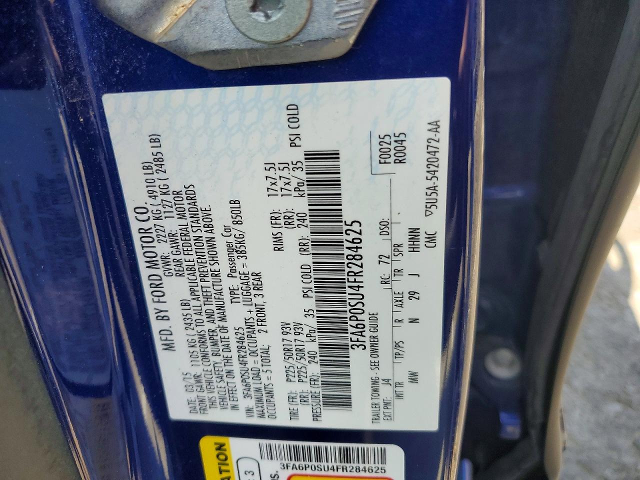 2015 FORD FUSION TITANIUM PHEV photo 23